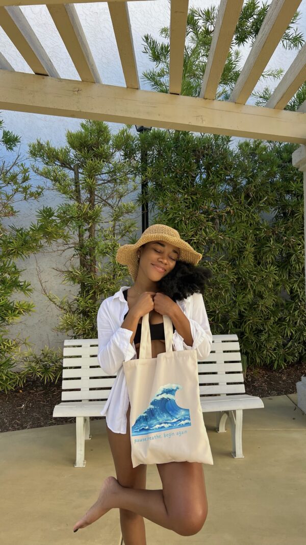 Pause. Breathe. Begin Again. Tote Bag | Eco-Friendly Canvas Cotton Bag – Reusable, Washable - Image 4