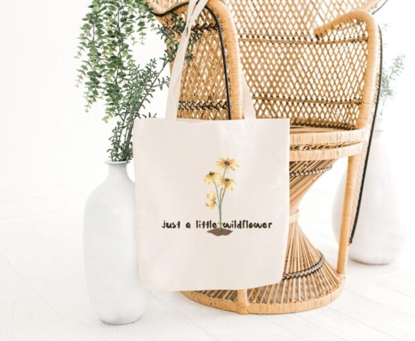 Just A Little Wildflower Tote Bag | Eco-Friendly Canvas Cotton Bag – Reusable, Washable, Foldable - Image 10