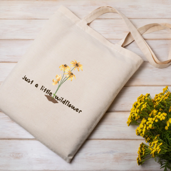 Just A Little Wildflower Tote Bag | Eco-Friendly Canvas Cotton Bag – Reusable, Washable, Foldable - Image 4