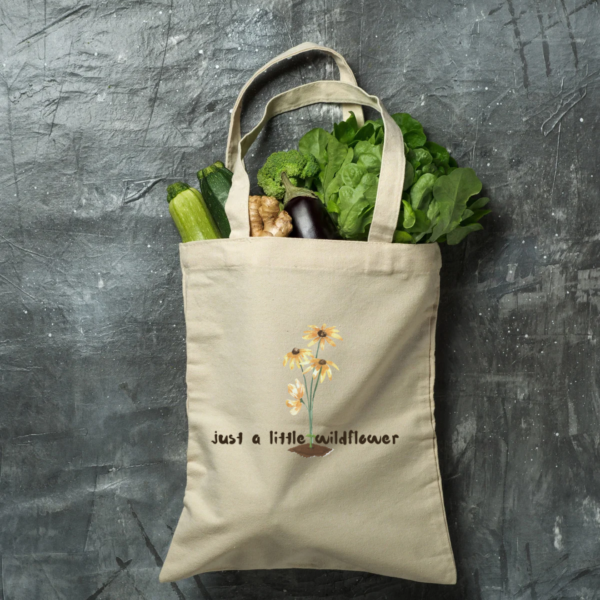 Just A Little Wildflower Tote Bag | Eco-Friendly Canvas Cotton Bag – Reusable, Washable, Foldable - Image 8