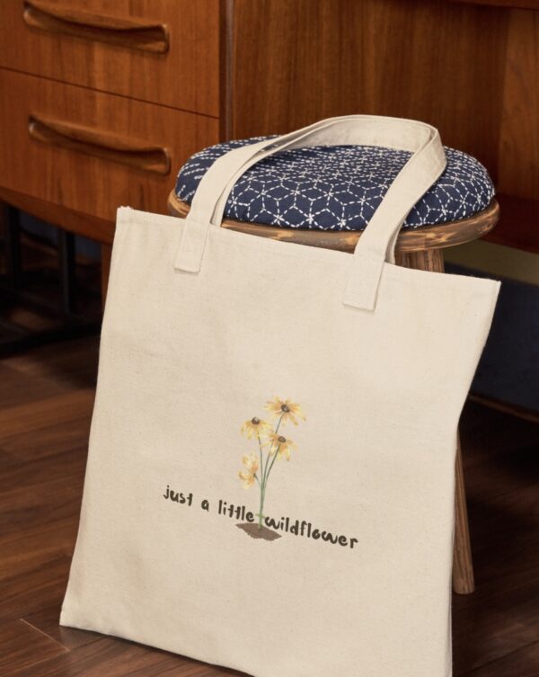 Just A Little Wildflower Tote Bag | Eco-Friendly Canvas Cotton Bag – Reusable, Washable, Foldable - Image 7